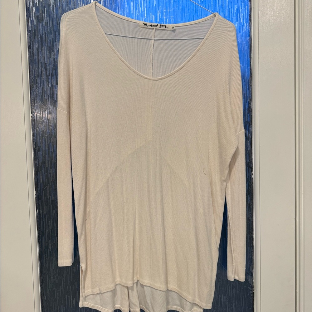 Michael Stars Cream Asymmetrical Long Sleeve Tunic